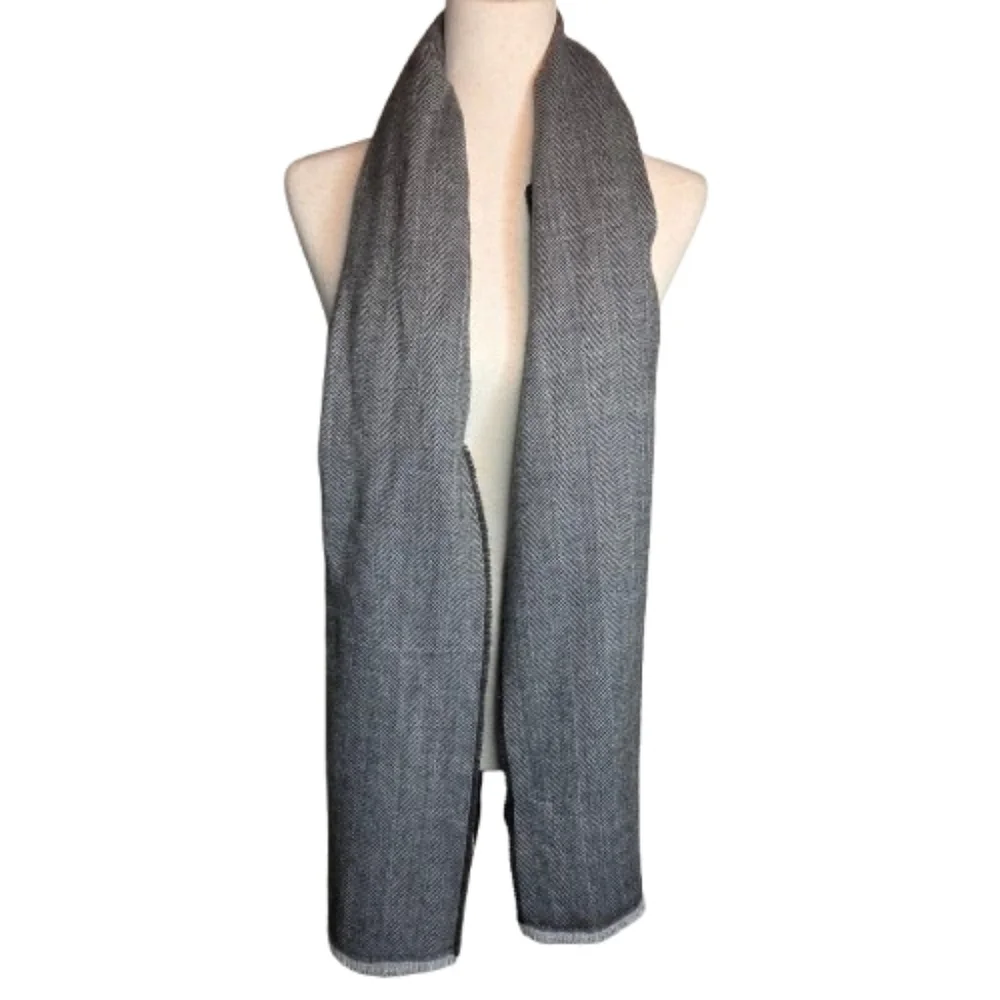 J. Crew Factory Herringbone Scarf Heather Charcoal Mens